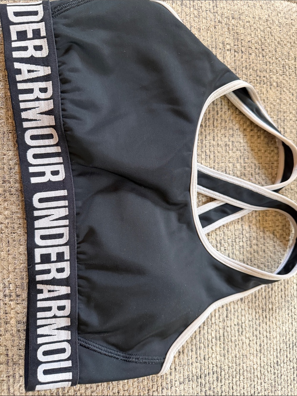 Under Armour Black Sports Bra with White Accents